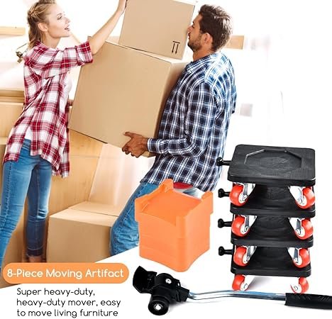 Furniture Movers with 4 Wheels 9 Set Furniture Lifter Tool Furniture Dolly Appliance Roller Sliders for Sofa Fridge Cabinet 360° Rotatable(Black)