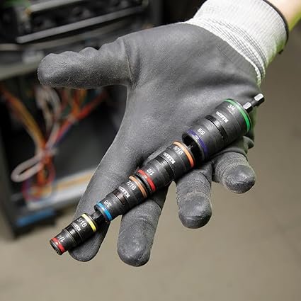 Klein Tools 32934 Impact Driver 9in1 SAE Impact Socket Set 4 Flip Sockets with 14 516 38 716 12 916 58 and 34Inch Nut Driver Sizes with Bit Holder 612Inch Shaft