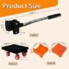 61Ofv2daJxL._AC_SY450_.jpg Furniture Movers with Wheels 9 Set Furniture Lifter Tool 360° Rotation Wheels Furniture Dolly 680 Lbs Capacity Furniture Lifters for Heavy Furniture Refrigerator Sofa Cabinet Black