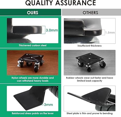 Clearance Furniture Dolly Furniture Movers with 5 Wheels 360° Rotatable and Lockable 4 Packs Premium Carbon Steel Furniture Lifter Mover Tool Set Perfect for Heavy Furniture