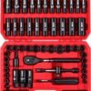 96Piece 38 Drive Impact Socket Wrench and Bit Set SAE 516”34” Metric 822mm CrV Standard Deep Sockets Power Bits Ratchet Handle Universal Joint Bit Holder Adapters Spark Plug Socket