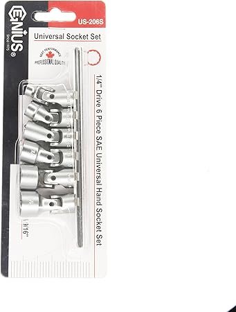 81YoEtAexSL._AC_SY450_.jpg Genius Tools 6 Piece 14 Drive SAE Universal Hand Socket Set (12Point) CRV Steel US206S