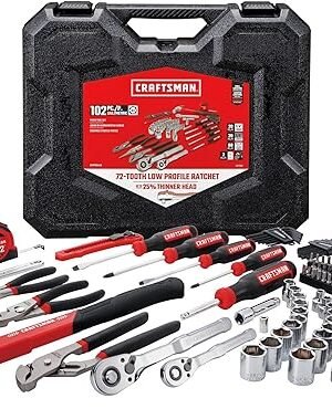 81wVSAJPsoL._AC_SX425_.jpg CRAFTSMAN 102Piece Tool Kit for Home and Car Durable Hand Tool Set with SAEMetric Sockets (CMMT99449)